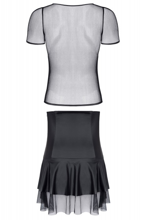 CRDSET006 - Skirt with a reinforced high waist and T-shirt made of black mesh - sizes: S,M,L
