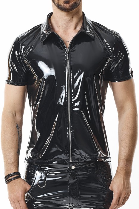 RMRoccoPVC - PVC polo shirt with zipp - sizes: S,M,L,XL,XXL