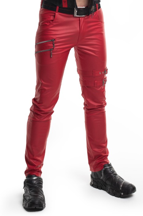 RMTommaso002 - red wetlook trousers - sizes: S,M,L,XL,XXL