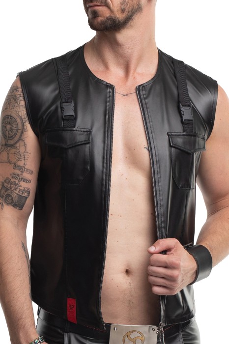 RMCamillo001 - wetlook vest with a pockets - sizes: S,M,L,XL,XXL