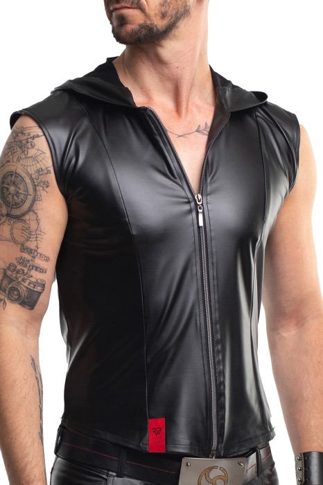 RMDario001 - wetlook vest with hood - sizes: S,M,L,XL,XXL