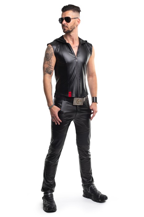 RMDario001 - wetlook vest with hood - sizes: S,M,L,XL,XXL