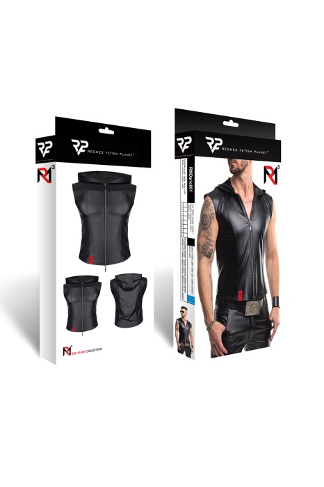 RMDario001 - wetlook vest with hood - sizes: S,M,L,XL,XXL