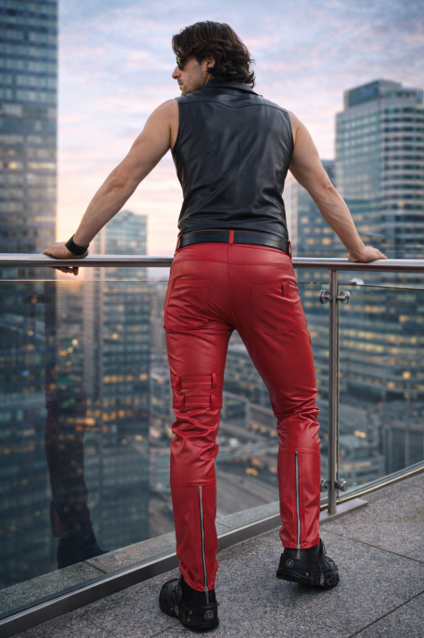 RMTommaso002 - red wetlook trousers - sizes: S,M,L,XL,XXL