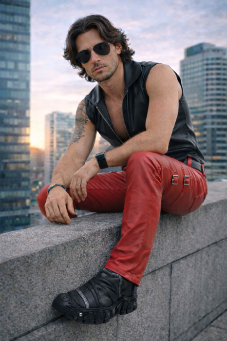 RMTommaso002 - red wetlook trousers - sizes: S,M,L,XL,XXL