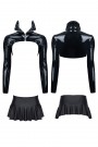 CRDSET005 - High collar jacket with zipper and black mini skirt  - sizes: S,M,L