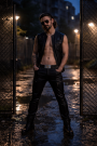 RMCamillo001 - wetlook vest with a pockets - sizes: S,M,L,XL,XXL