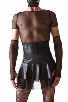 CRDSET006 - Skirt with a reinforced high waist and T-shirt made of black mesh - sizes: S,M,L